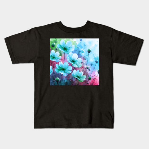 Blue Cosmos Flower Kids T-Shirt by Jenni Arts